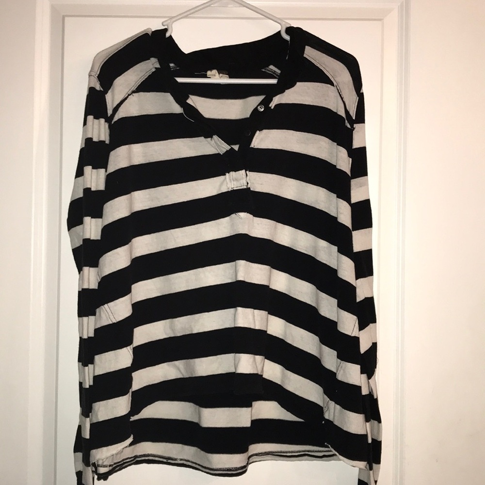 Black and white long sleeve polo